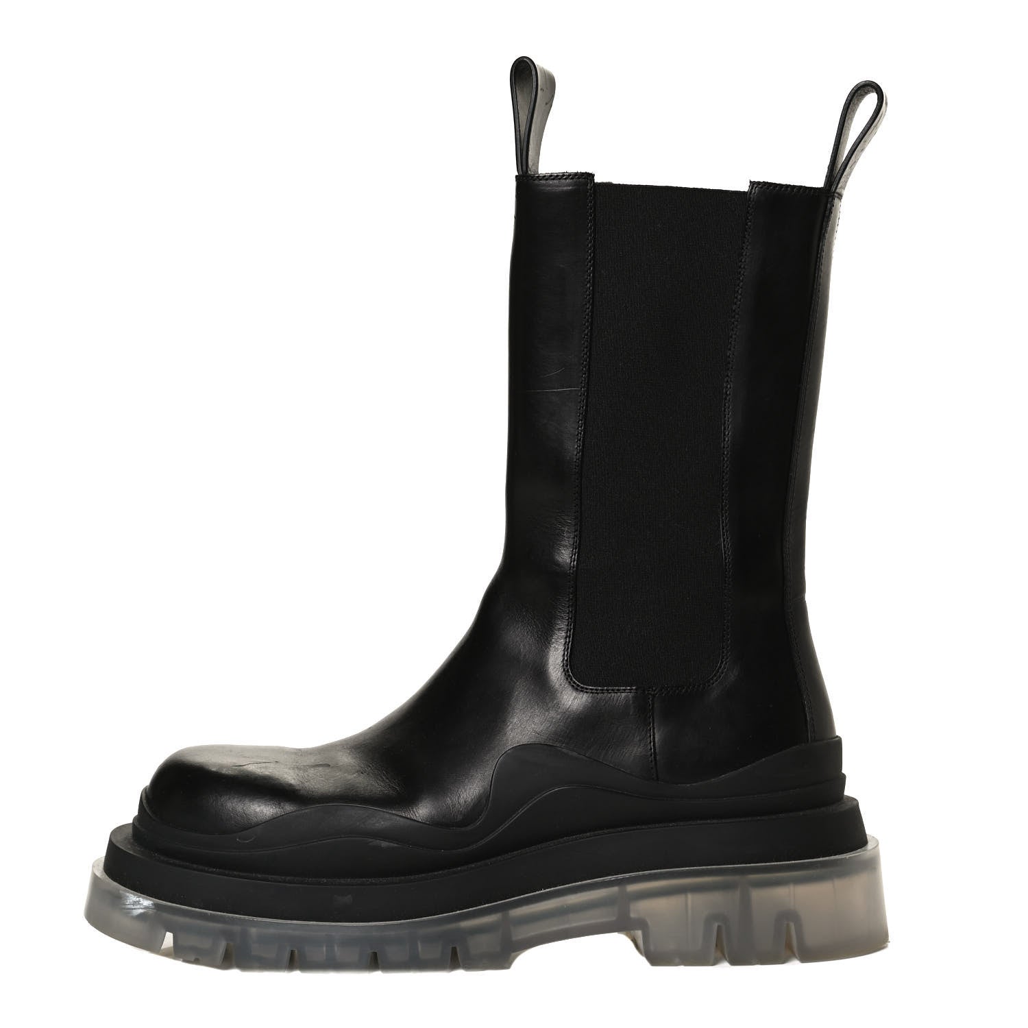 Bottega Veneta Calfskin The Tire Chelsea Boots 39 Black Transparent 1 of 14