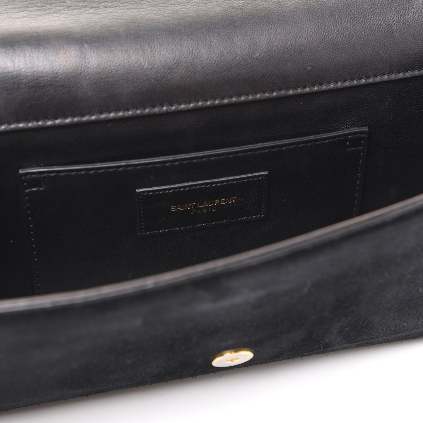 Suede Classic Monogram Cassandre Tassel Clutch Black