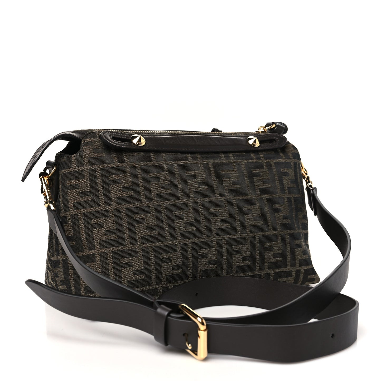 Vitello Grace Jacquard FF Medium By The Way Boston Bag Tobacco Moro Ebano