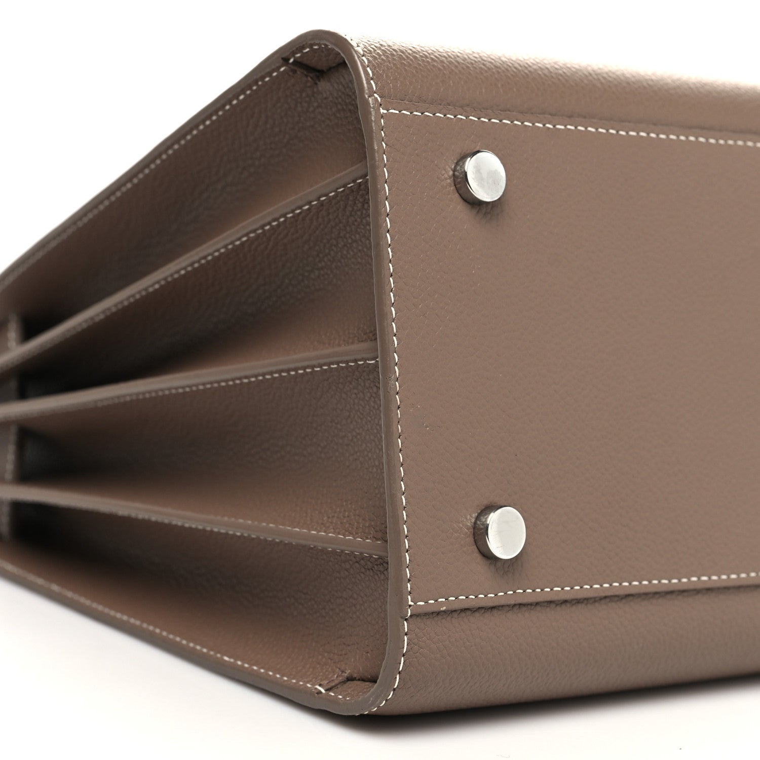 Saint Laurent Grained Calfskin Topstitch Small Classic Sac De Jour Taupe 8 of 10