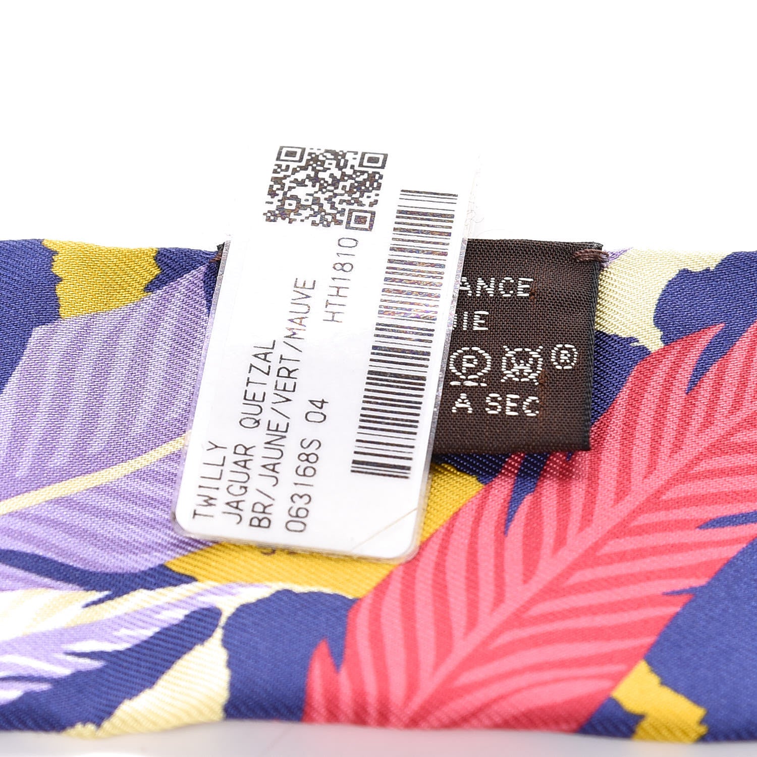 Hermes Silk Jaguar Quetzal Twilly Jaune Vert Mauve 3 of 4