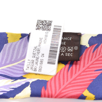 Hermes Silk Jaguar Quetzal Twilly Jaune Vert Mauve 3 of 4