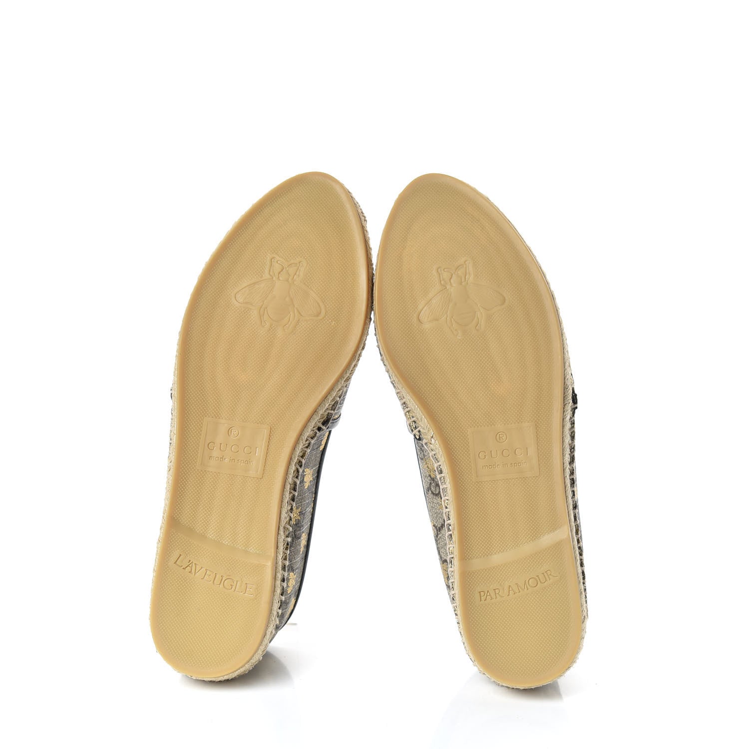 Gucci GG Supreme Monogram Bees Espadrille Flats 38 Beige Ebony Oro Black 6 of 11
