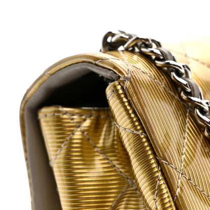 Chanel Striated Patent Quilted Extra Mini Rectangular Flap Gold 12 of 14