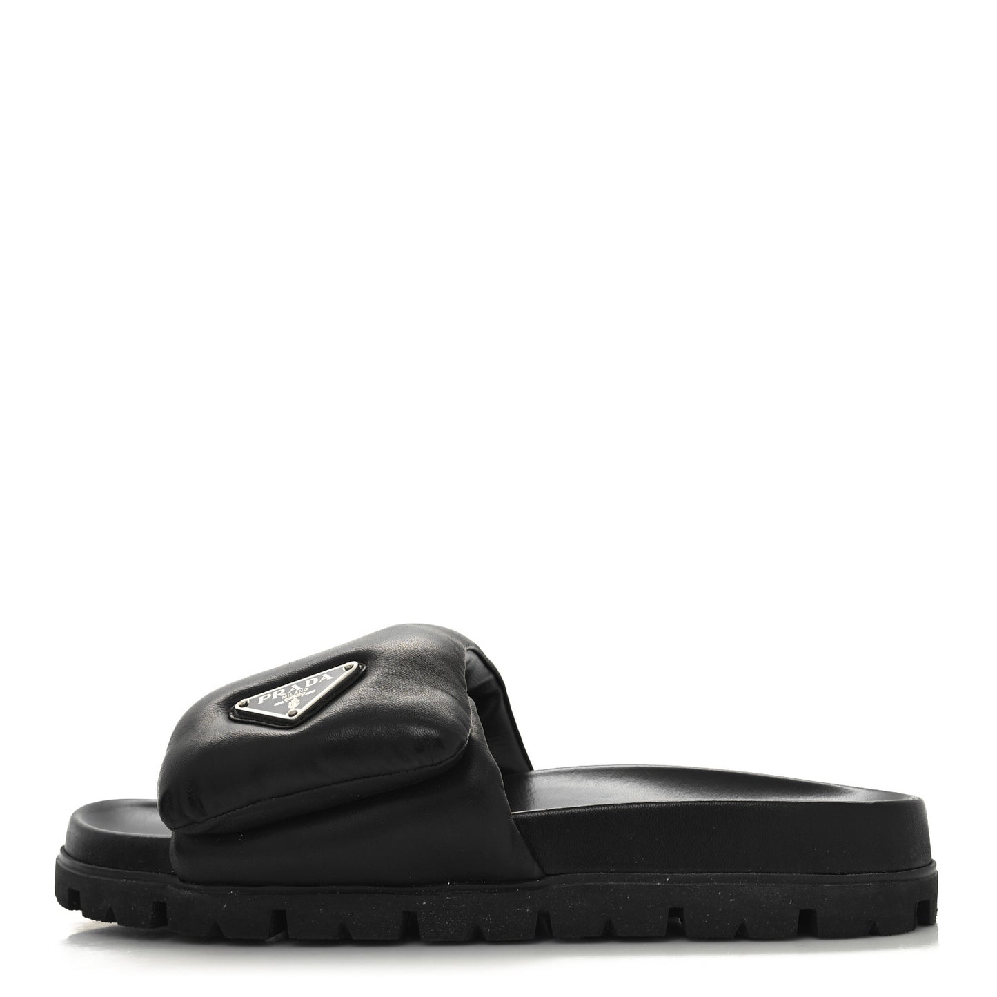 Nappa Soft Padded Triangle Slide Sandals 39.5 Black