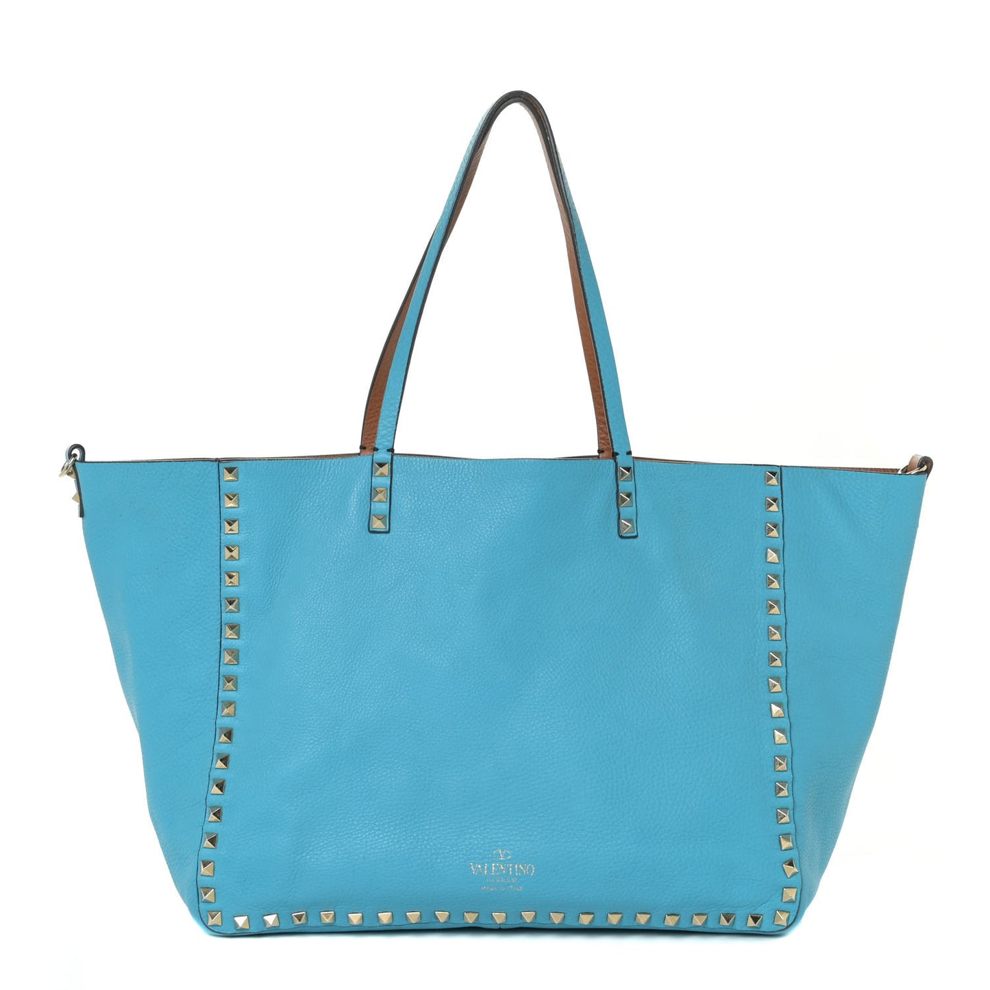 Grained Calfskin Medium Rockstud Reversible Tote Parrot Light Cuir