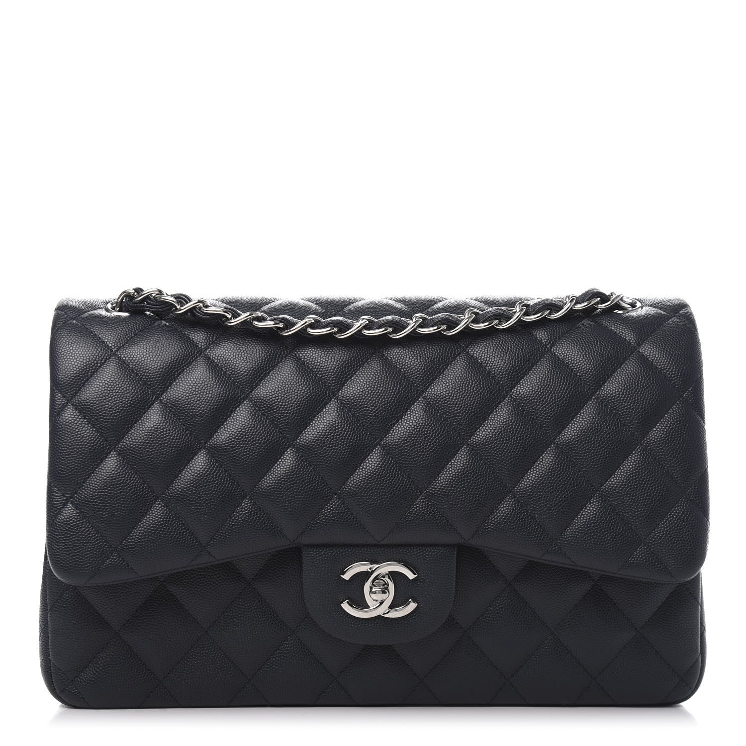 Chanel Caviar Quilted Jumbo Double Flap Navy Blue 1 of 10