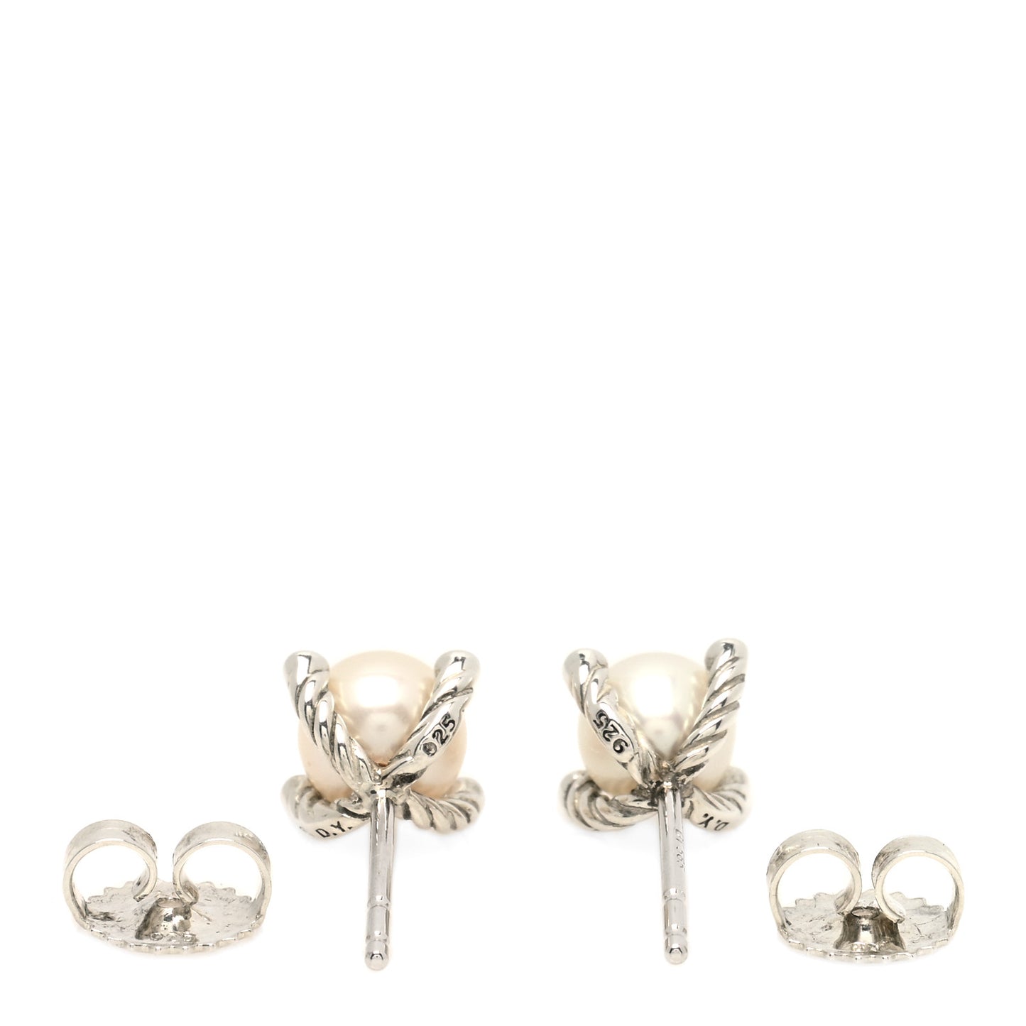Sterling Silver Diamond Pearl 6-6.5mm Cable Stud Earrings