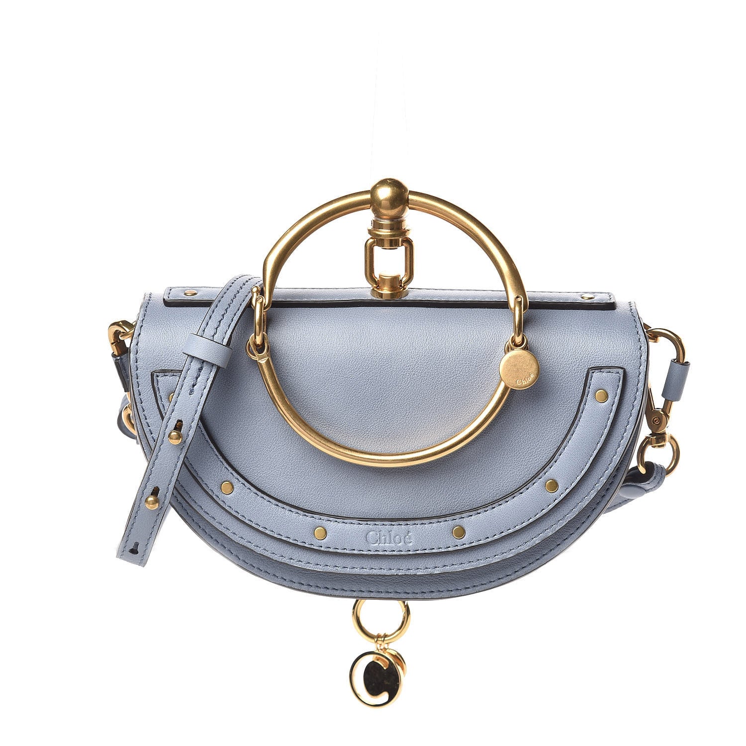 Chloe Calfskin Small Nile Bracelet Minaudiere Bag Washed Blue 1 of 10