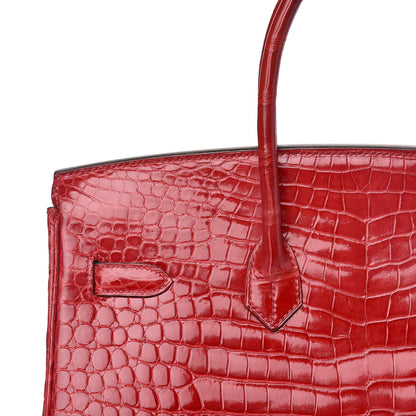 Hermes Shiny Porosus Crocodile Birkin 35 Braise 29 of 31