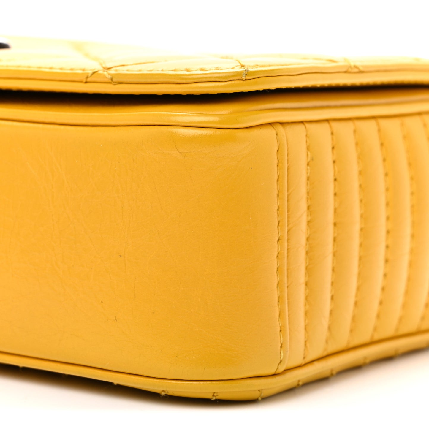 Glazed Calfskin Quilted Small Coco Boy Flap Yellow
