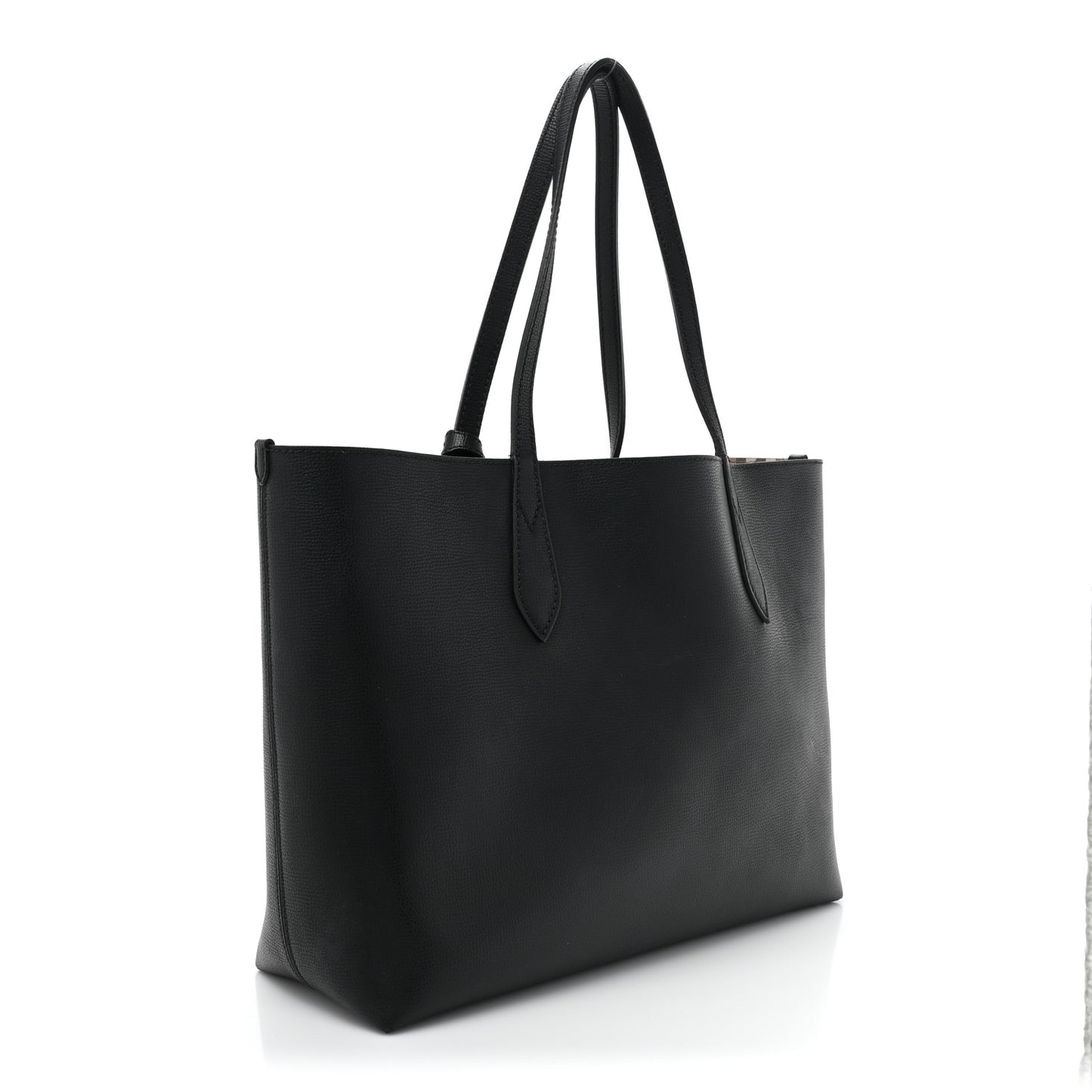 Grainy Calfskin Haymarket Colours Check Medium Zip Tote Black