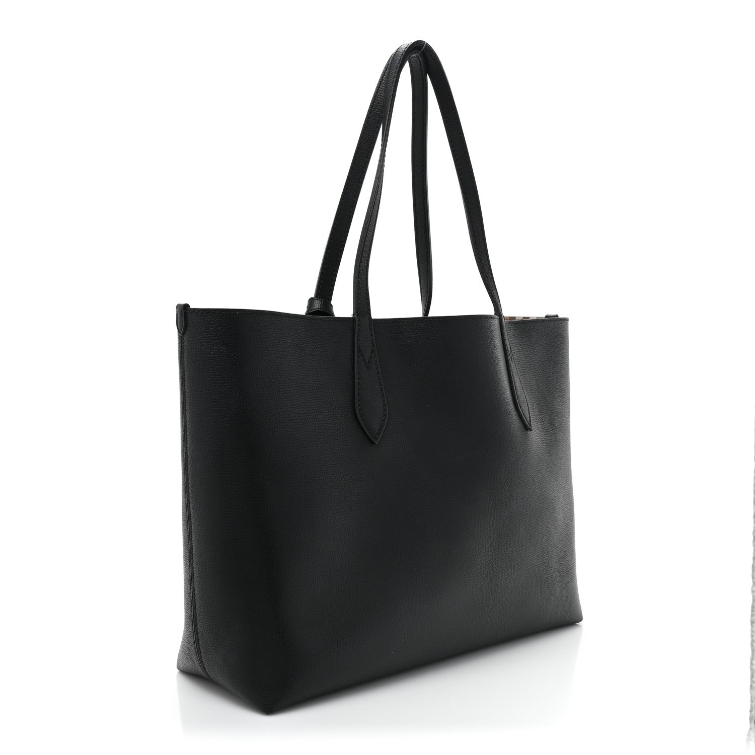 Burberry Grainy Calfskin Haymarket Colours Check Medium Zip Tote Black 4 of 22