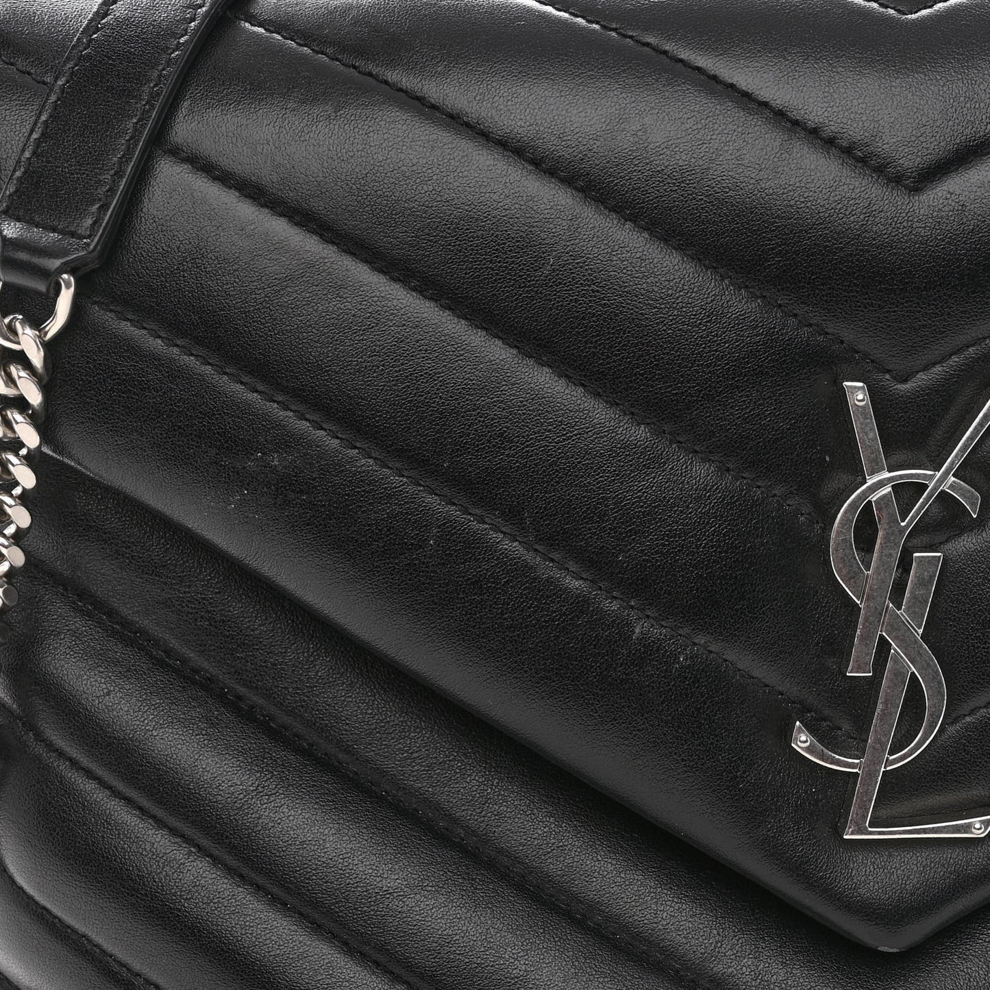 Calfskin Y Quilted Monogram Medium Loulou Chain Satchel Black