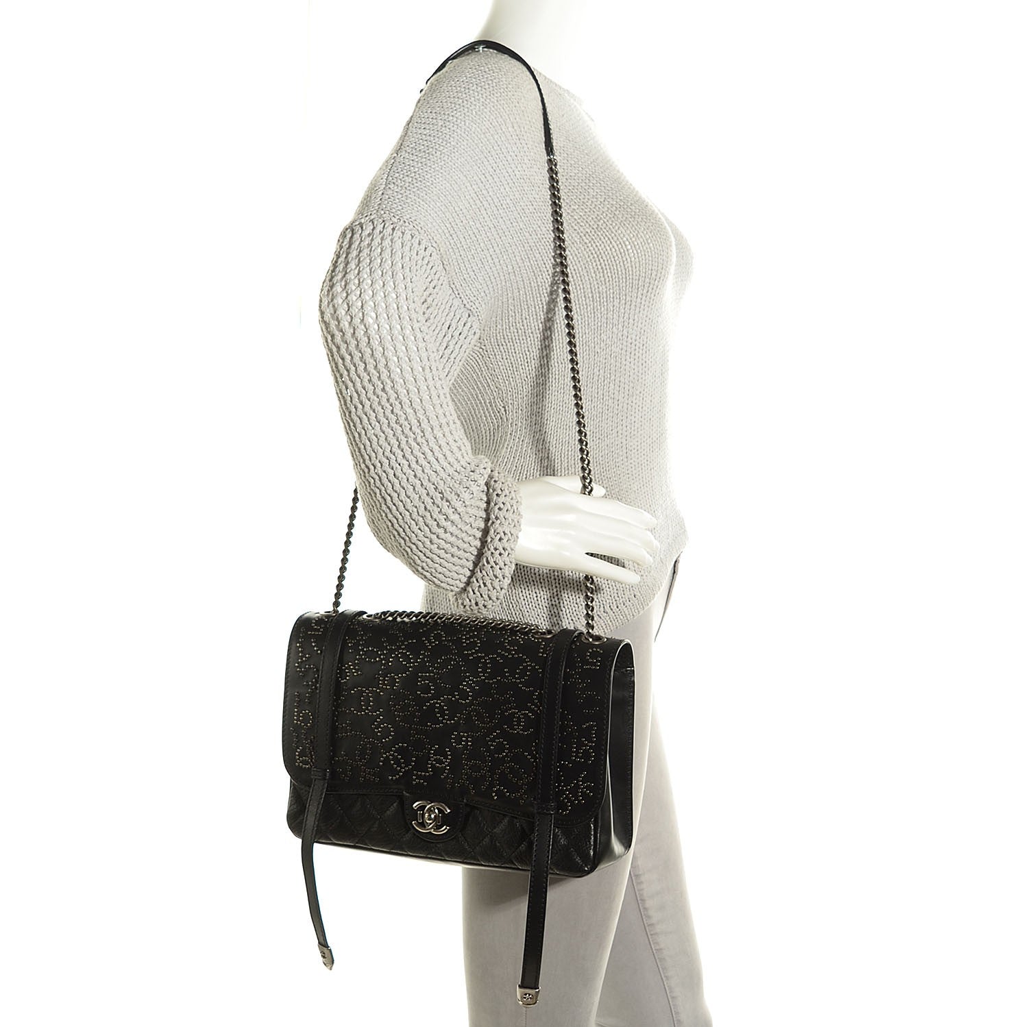 Chanel Studded Calfskin Lambskin Paris Dallas Flap Black 2 of 9