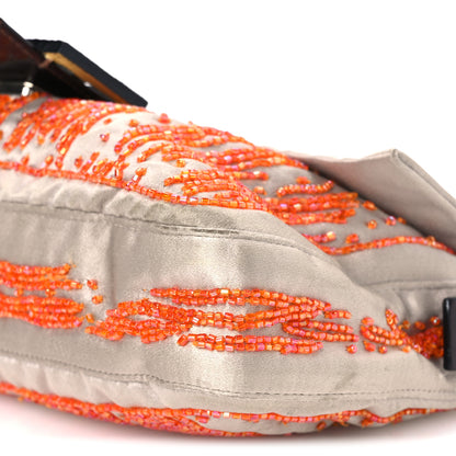 Fendi Satin Lizard Beaded Baguette Grey Orange 9 of 9