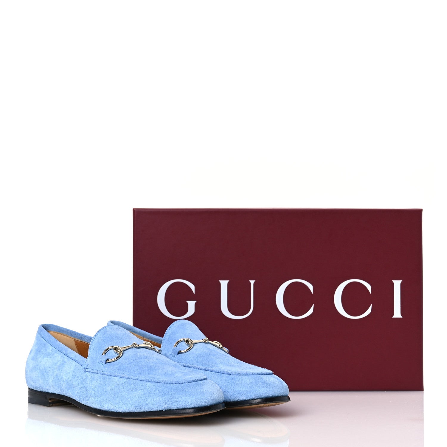 Gucci Suede Horsebit Womens Jordaan Loafers  38.5 Glacial Blue 16 of 16