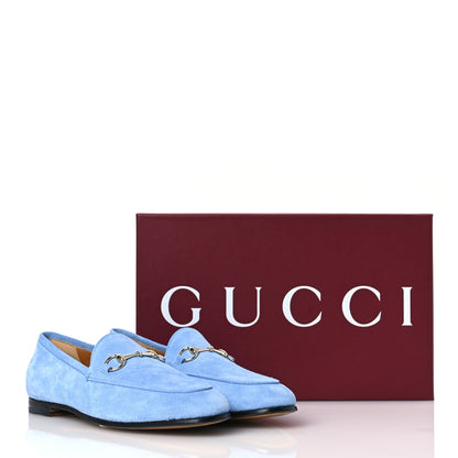 Gucci Suede Horsebit Womens Jordaan Loafers  38.5 Glacial Blue 16 of 16