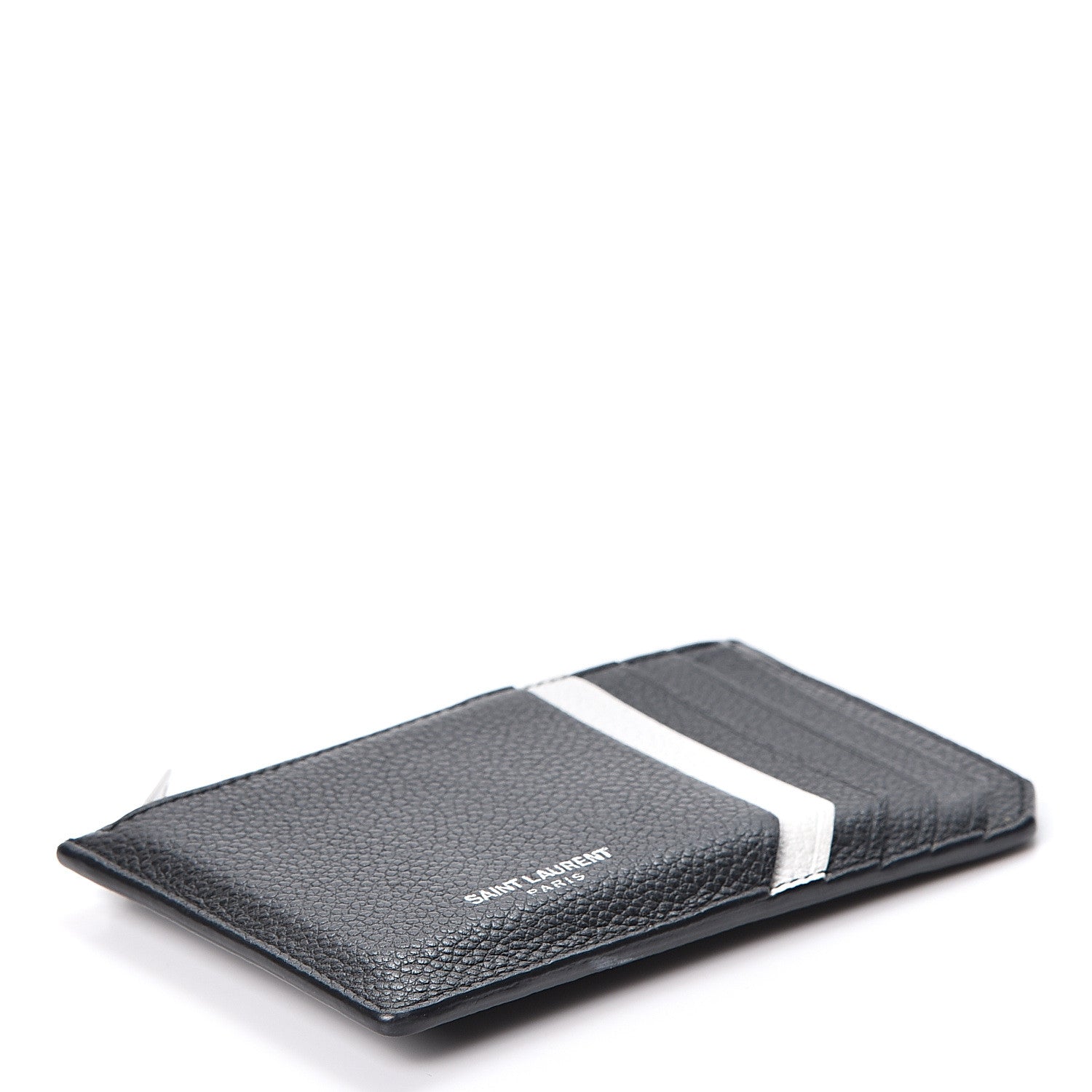 Saint Laurent Grained Calfskin 5 Fragments Zip Pouch Card Holder Black 3 of 9