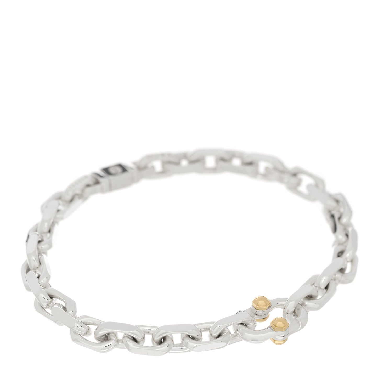 Sterling Silver 18K Yellow Gold Narrow Makers Chain Link Bracelet