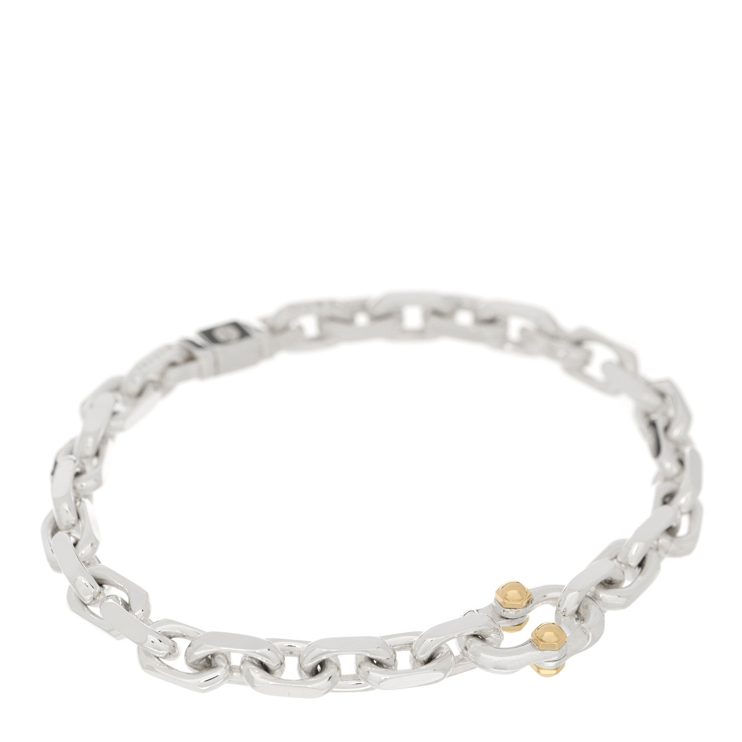 Tiffany Sterling Silver 18K Yellow Gold Narrow Makers Chain Link Bracelet 1 of 4