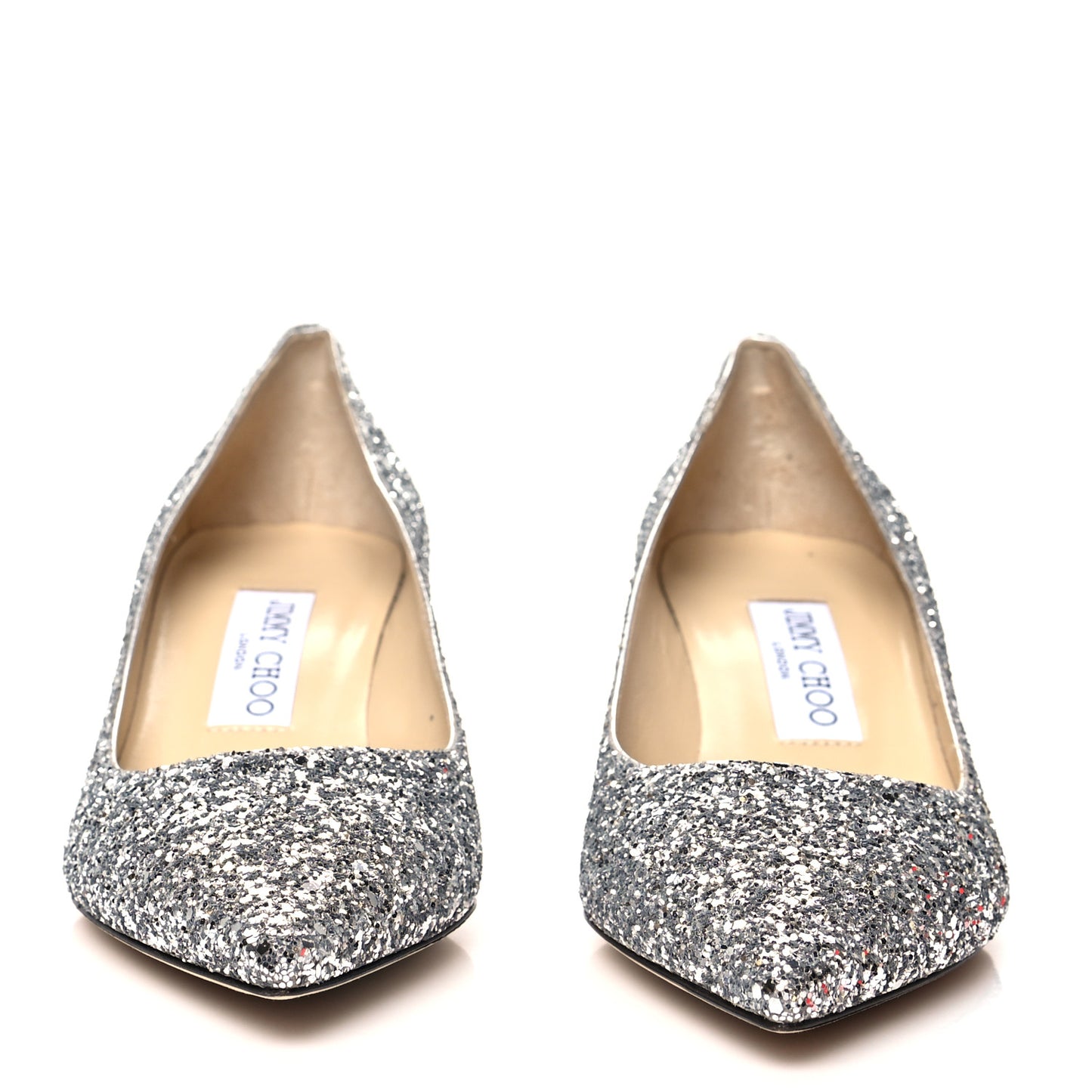 Coarse Glitter Fabric Pointy Toe Aza Pumps 37 Silver