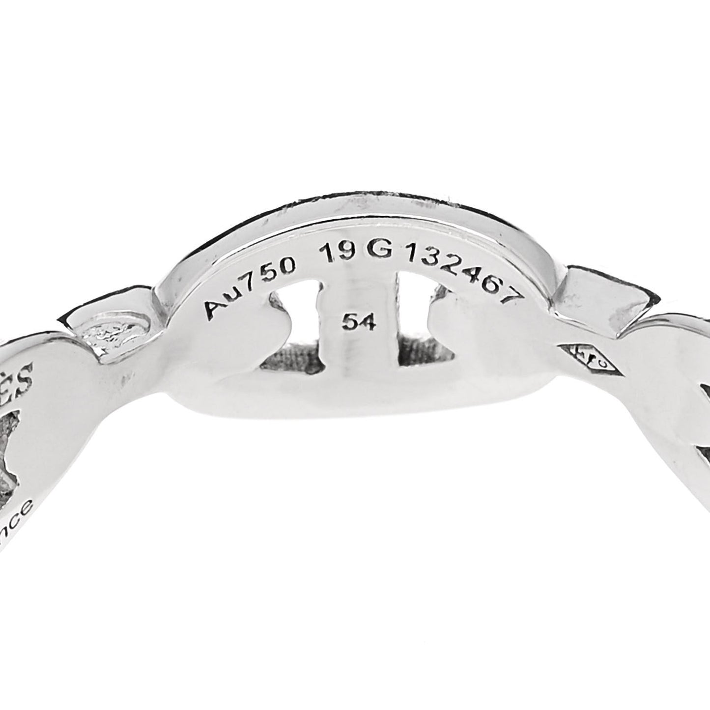 18K White Gold PM Chaine d'Ancre Enchainee Band Ring 54 6.75