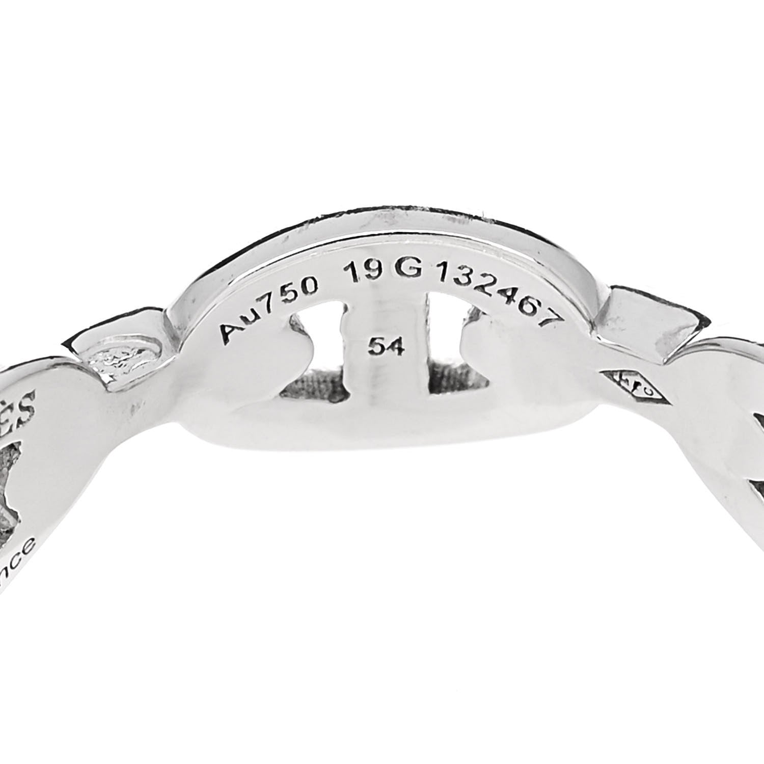 Hermes 18K White Gold PM Chaine d'Ancre Enchainee Band Ring 54 6.75 5 of 6