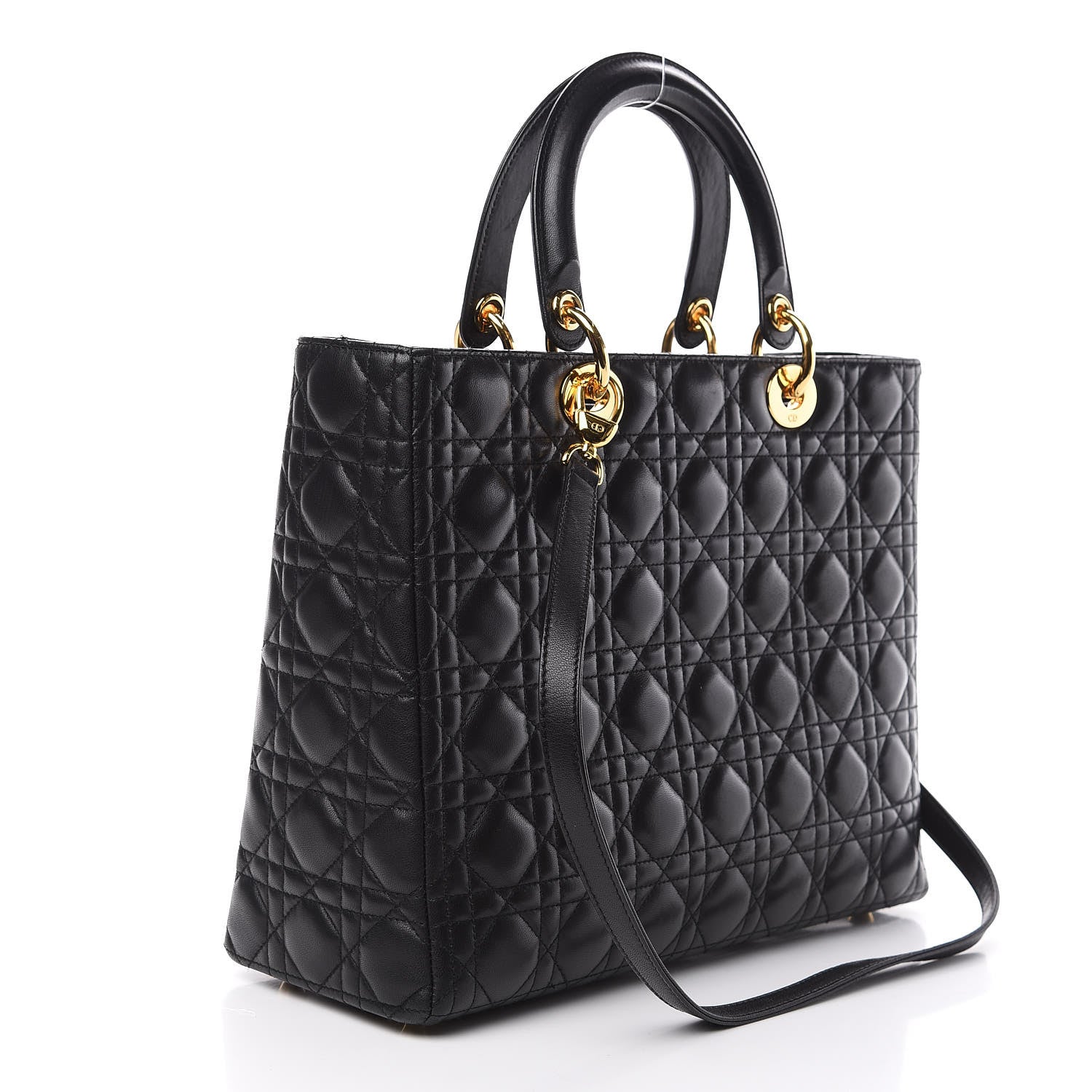 Christian Dior Lambskin Cannage Large Lady Dior Black 2 of 12