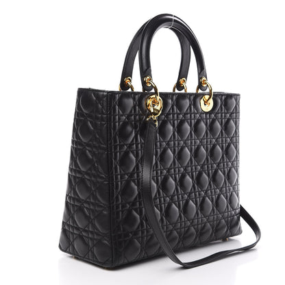 Christian Dior Lambskin Cannage Large Lady Dior Black 2 of 12
