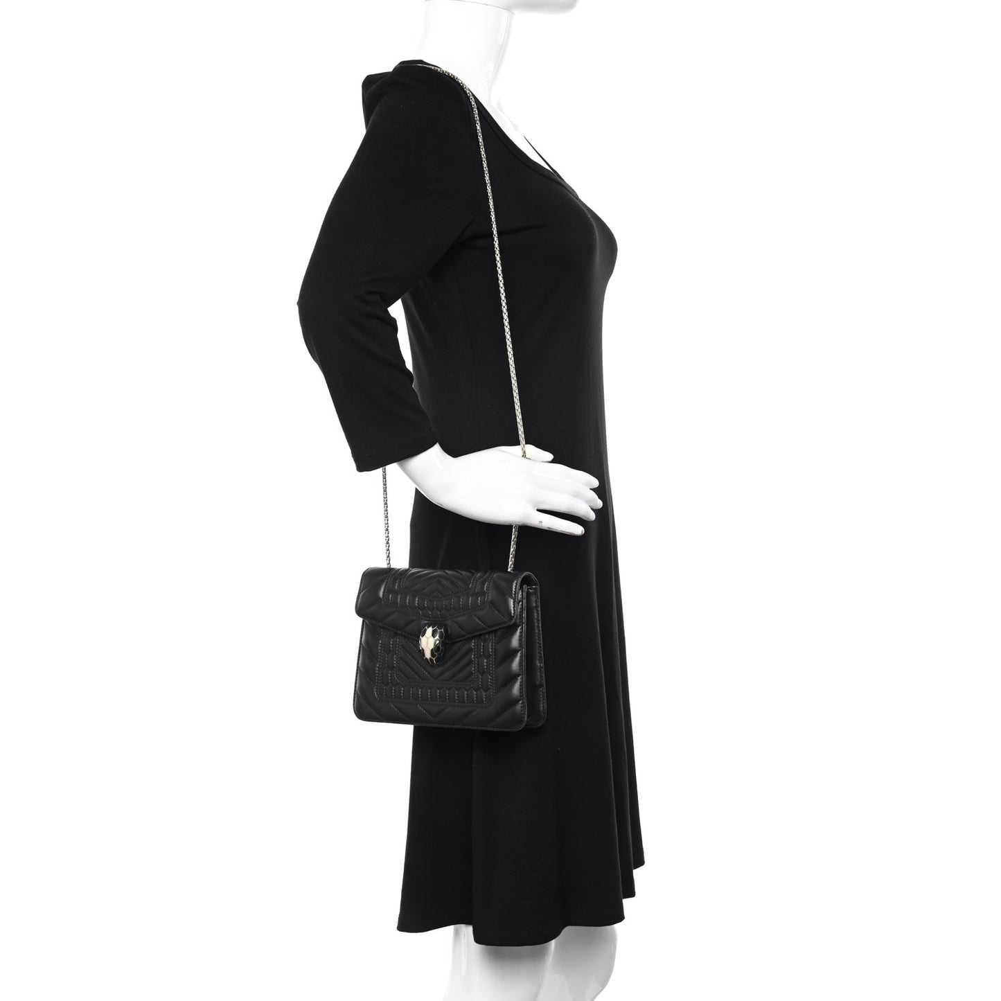 Calfskin Quilted Serpenti Forever Shoulder Bag Black