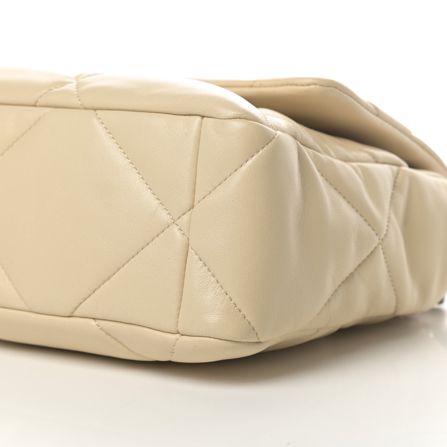 Lambskin Quilted Large Chanel 19 Flap Beige