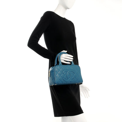 Chanel Caviar Quilted Small Bowler Blue 2 of 8