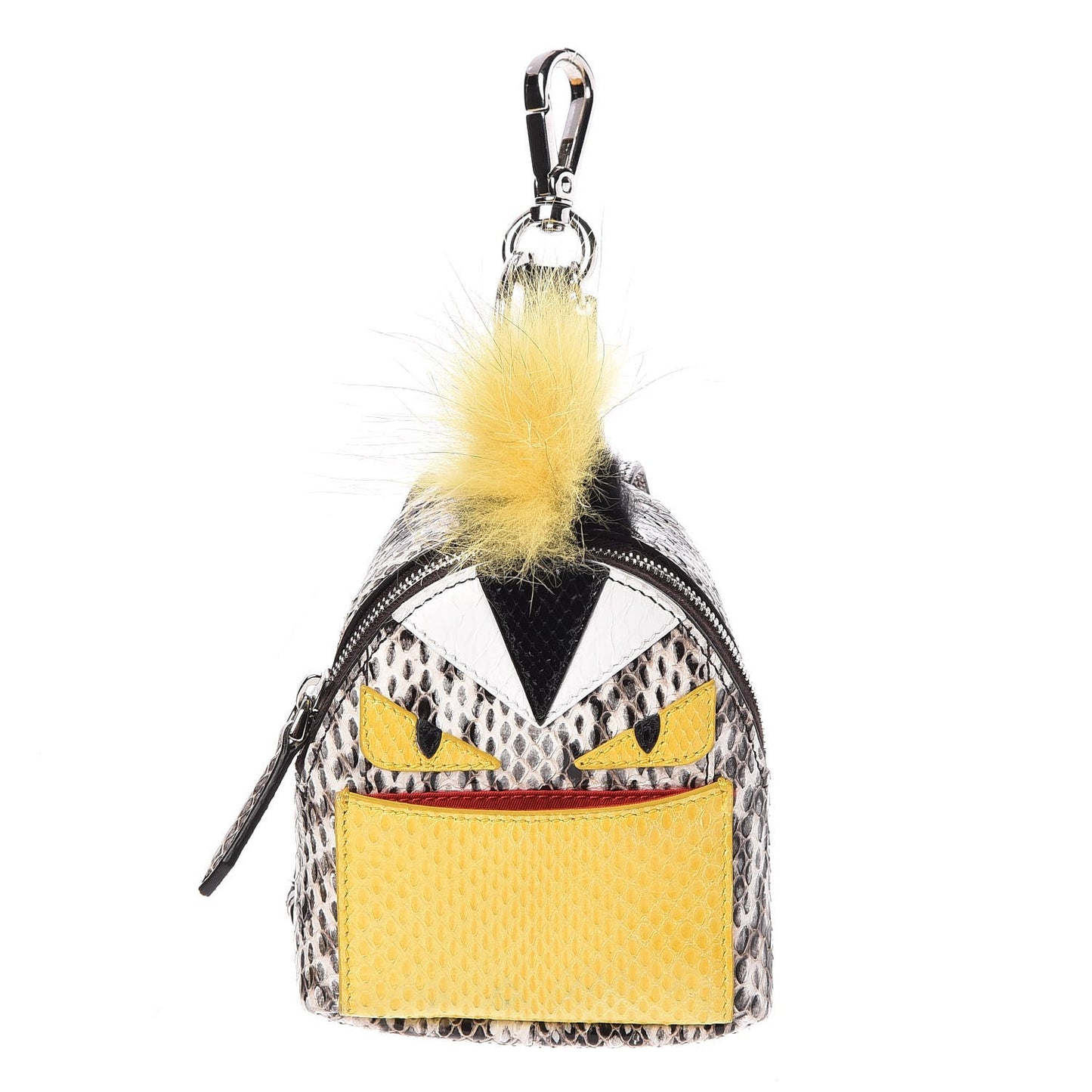 Elaphe Ayers Nutria Fox Fur Monster Eyes Mini Backpack Charm Natural Multicolor Black Sunflower