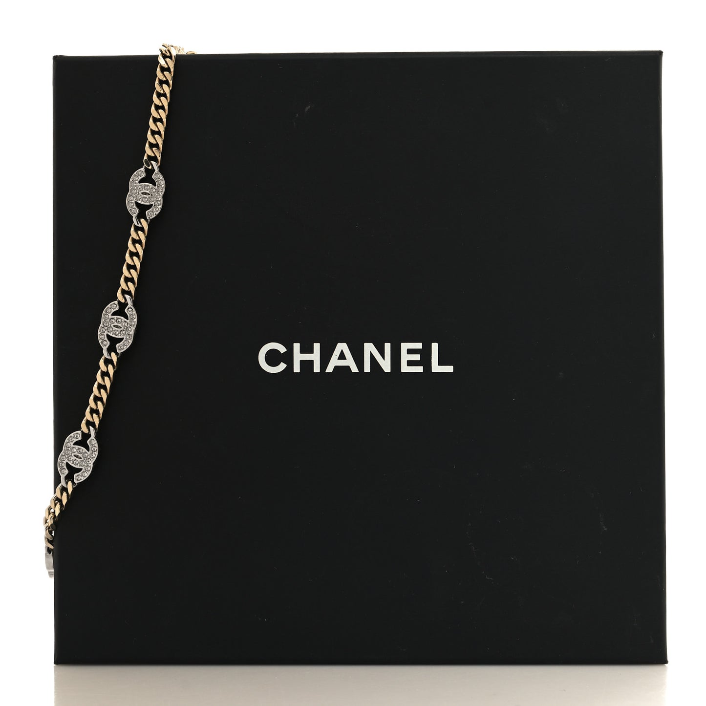 Crystal Chain CC Link Choker Gold Silver
