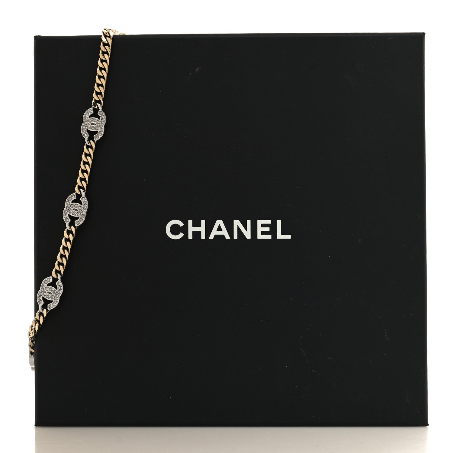 Chanel Crystal Chain CC Link Choker Gold Silver 5 of 5