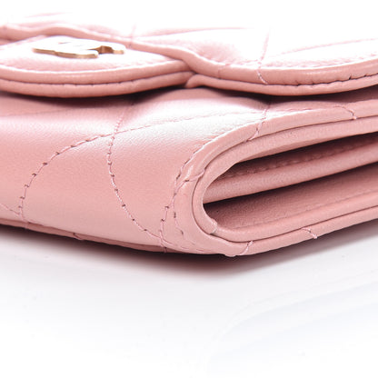 Chanel Lambskin Quilted Flap Card Holder Pink 12 of 15