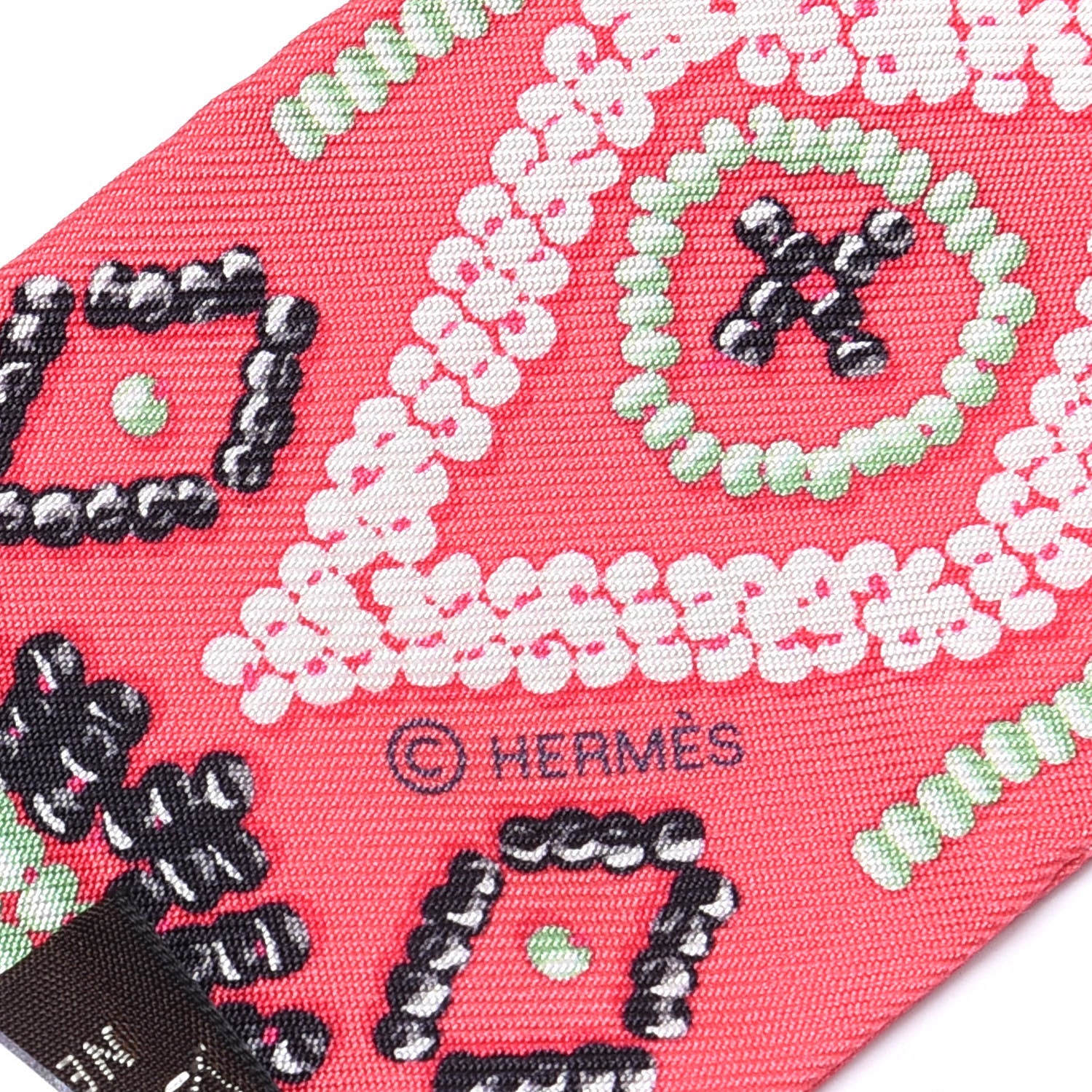Hermes Silk Kelly En Perles Twilly Rose Vert Black 4 of 4