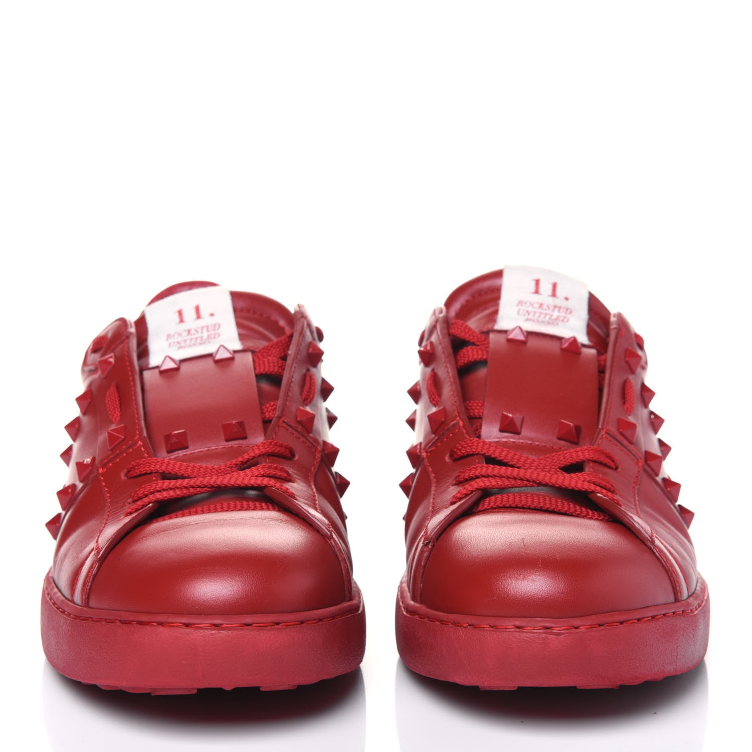 Valentino Garavani Calfskin Mens Rockstud Untitled Open Sneakers 44 Red 2 of 13