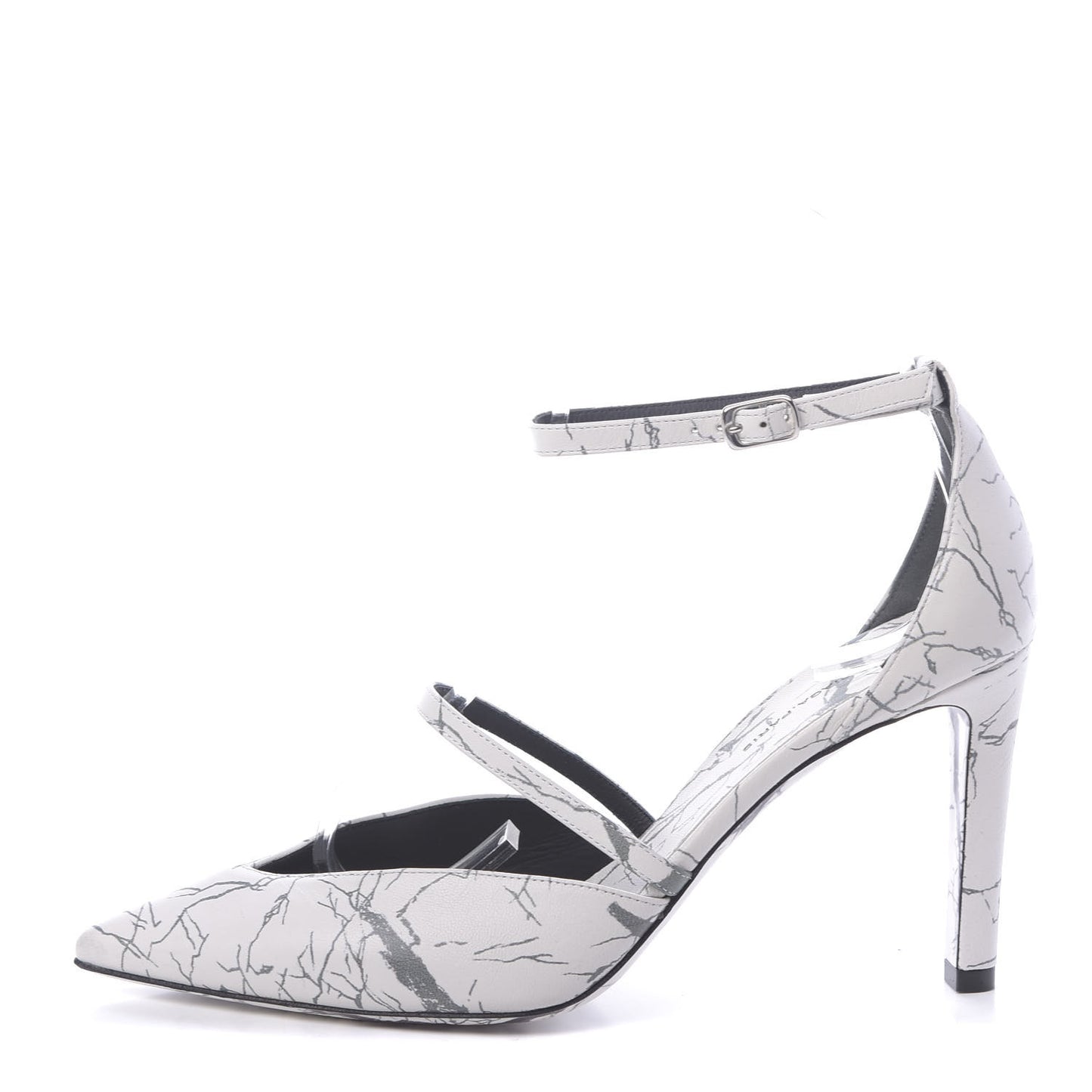 Nappa Imprime Marble Ankle Strap Pump 37 Blanc