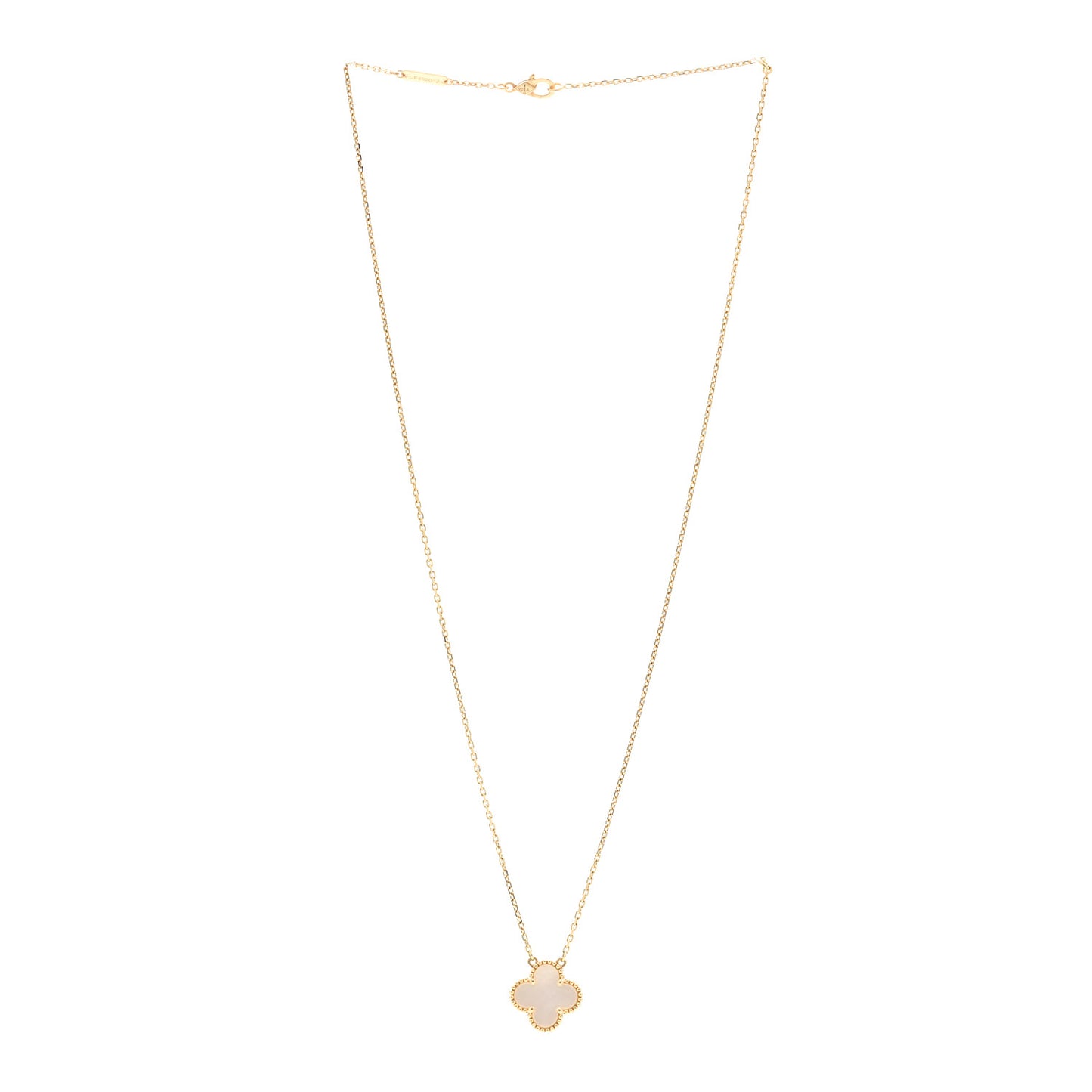 18K Yellow Gold Mother of Pearl Vintage Alhambra Pendant Necklace
