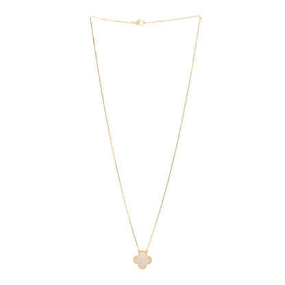 Van Cleef & Arpels 18K Yellow Gold Mother of Pearl Vintage Alhambra Pendant Necklace 3 of 6