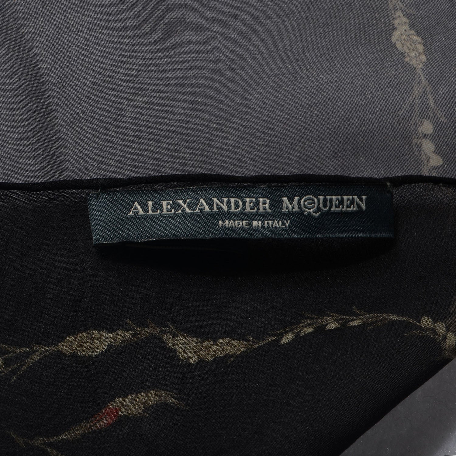 Alexander McQueen Silk Floral Fashion Scarf Navy 6 of 7