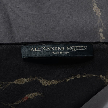 Alexander McQueen Silk Floral Fashion Scarf Navy 6 of 7