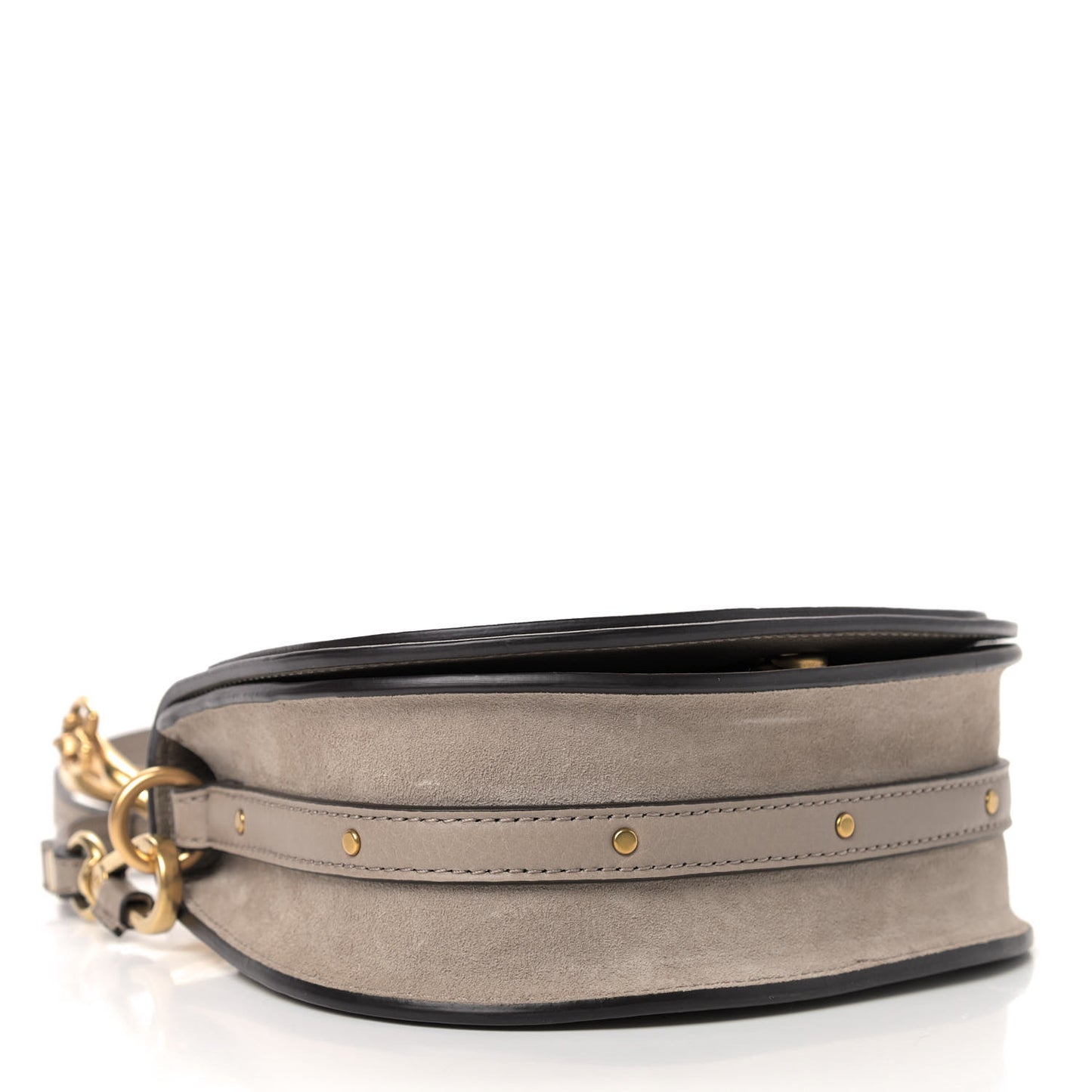Calfskin Suede Small Nile Bracelet Bag Motty Grey