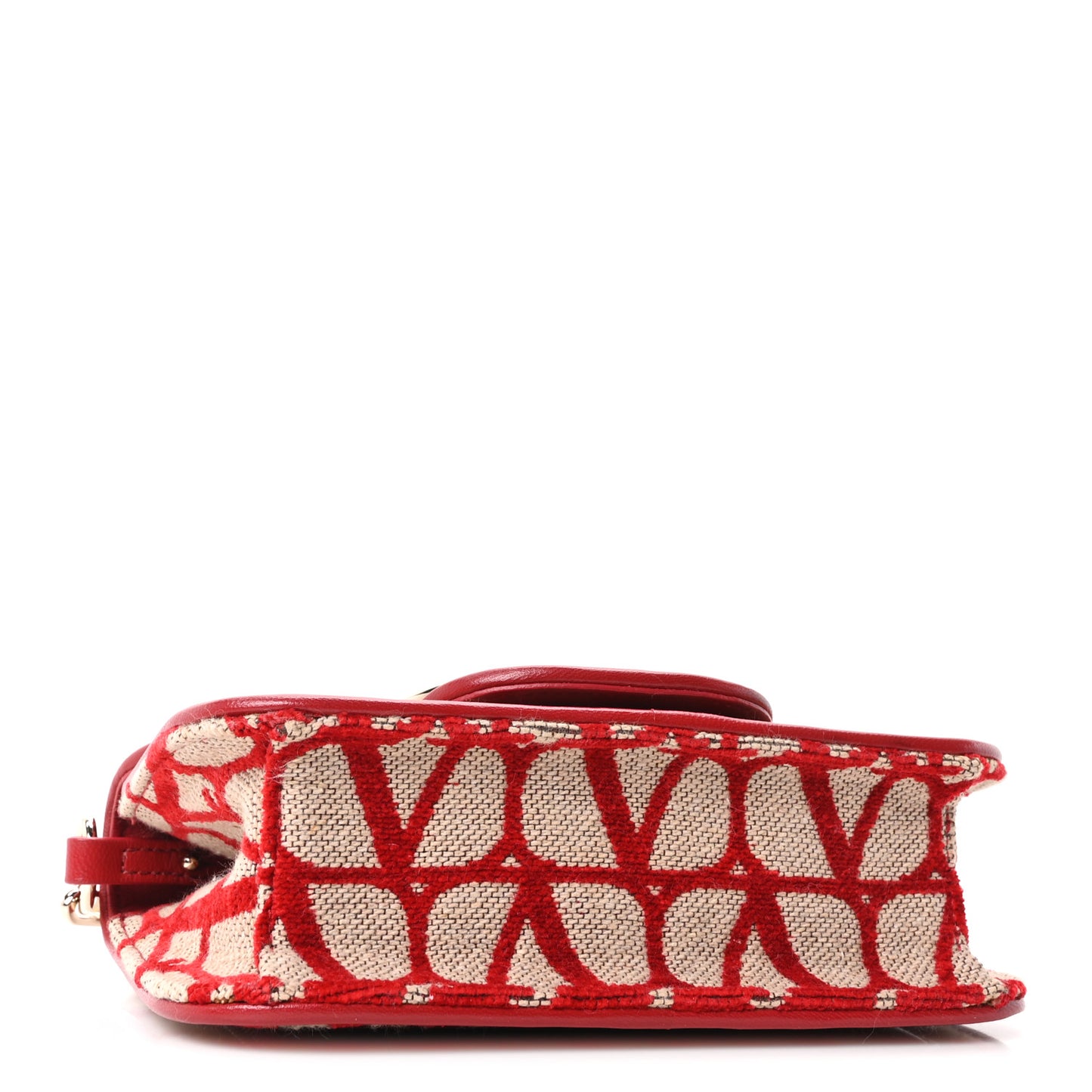 Toile Iconographe Goatskin Vlogo Small Loco Shoulder Bag Natural Rosso Valentino