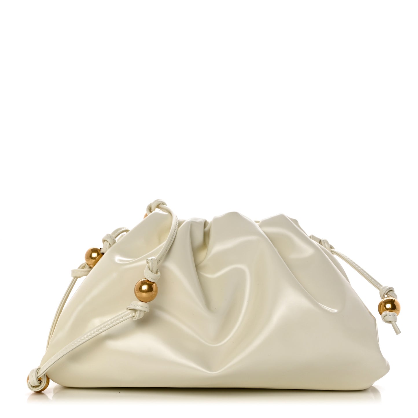BOTTEGA VENETA Spazzolato Calfskin The Mini Sphere Pouch White
