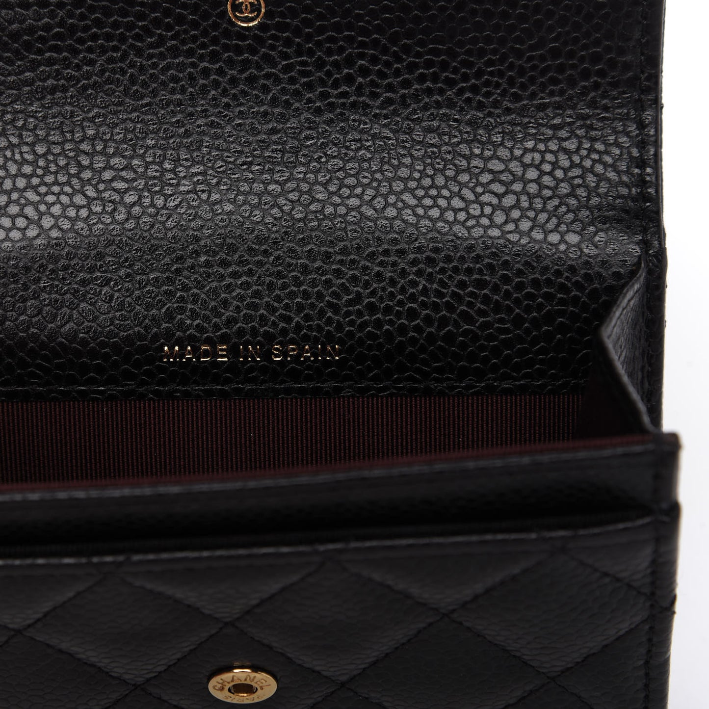 Caviar Quilted Flap Card Holder Black