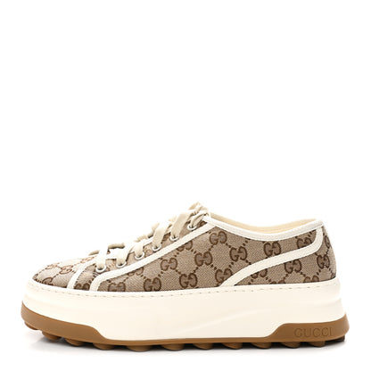 Gucci GG Monogram Womens 1977 Tennis Platform 52mm Sneakers 40 Beige Ebony Mystic White 1 of 7