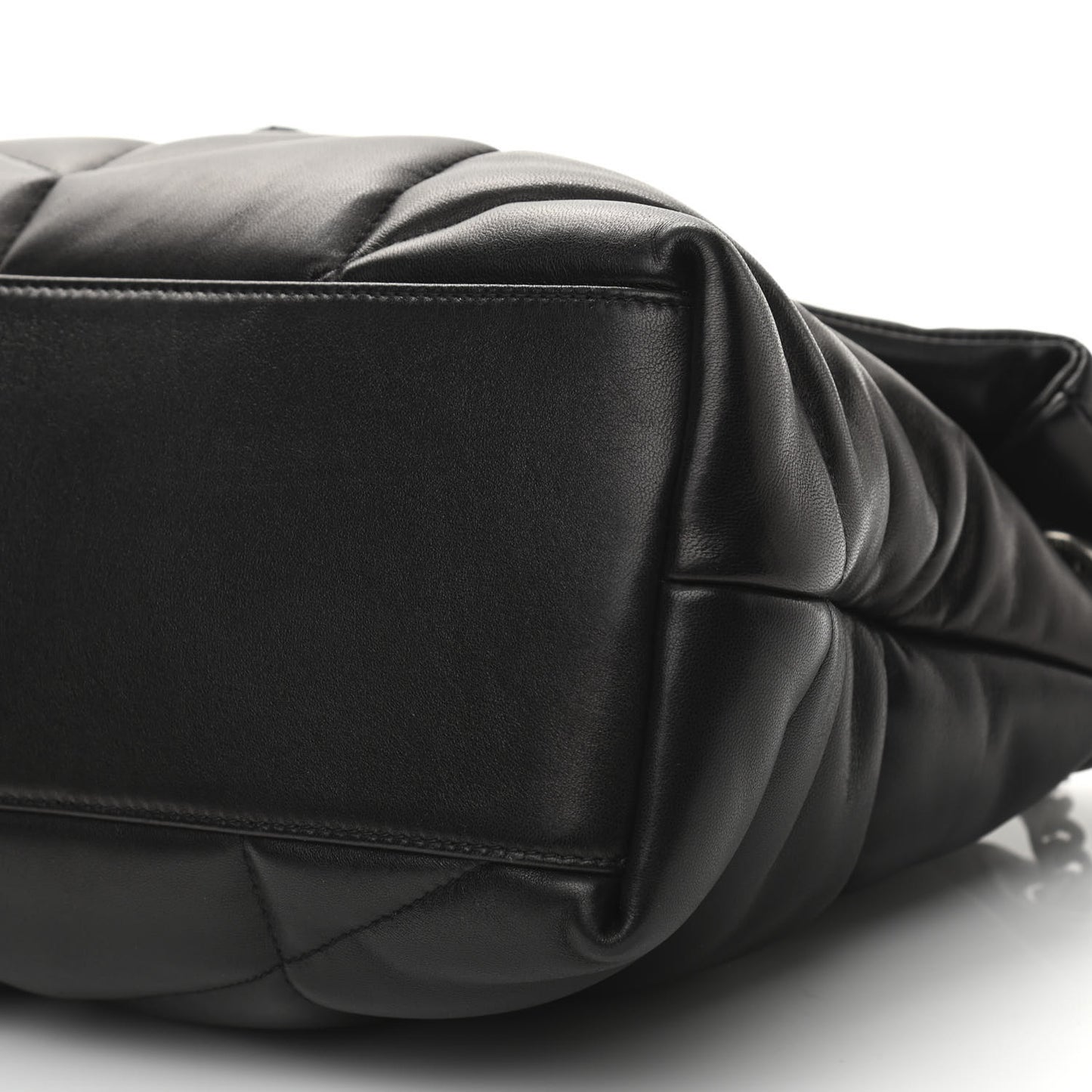 Lambskin Quilted Medium Loulou Puffer Monogram Chain Satchel Black